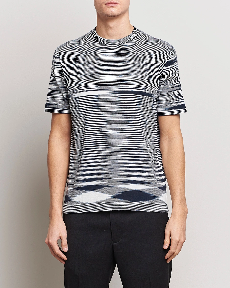 Homme | T-shirts | Missoni | Space Dyed Knitted T-Shirt White/Navy