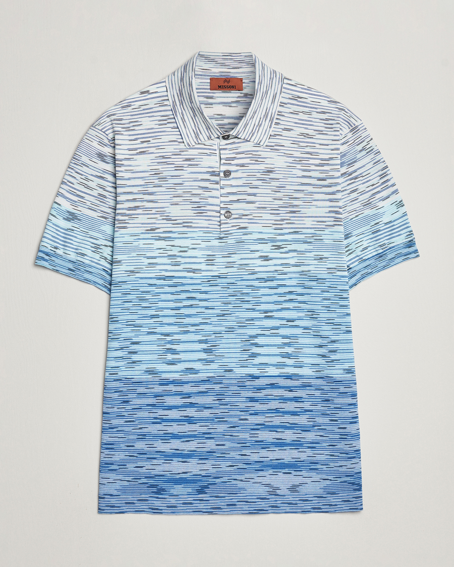 Homme | Polos | Missoni | Space Dyed Knitted Polo White/Blue