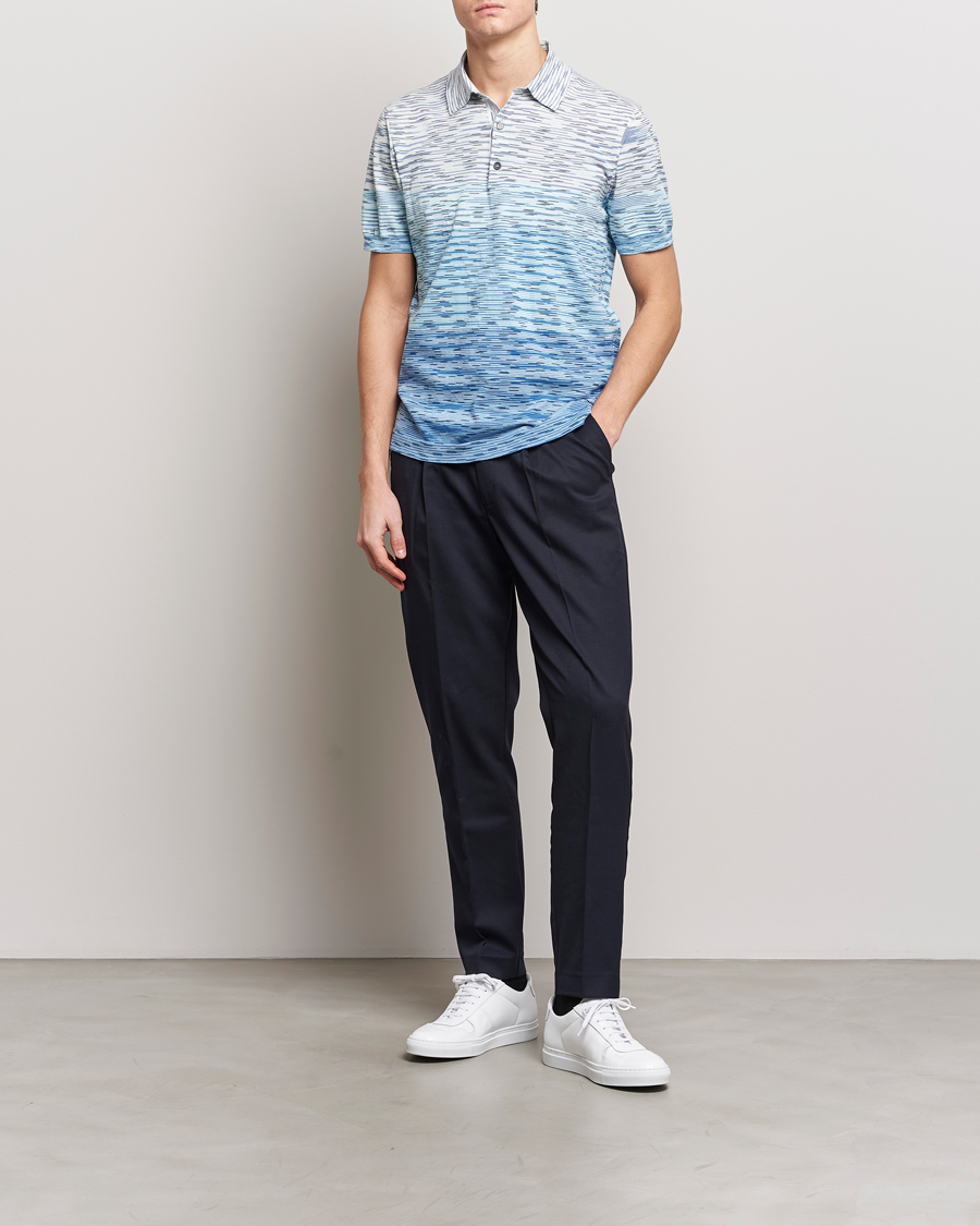 Homme | Polos | Missoni | Space Dyed Knitted Polo White/Blue
