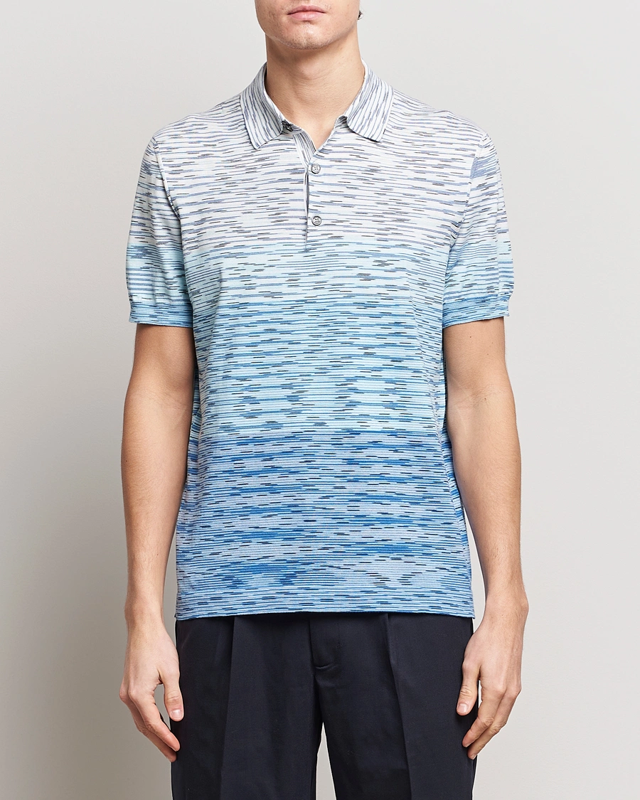 Homme | Polos À Manches Courtes | Missoni | Space Dyed Knitted Polo White/Blue