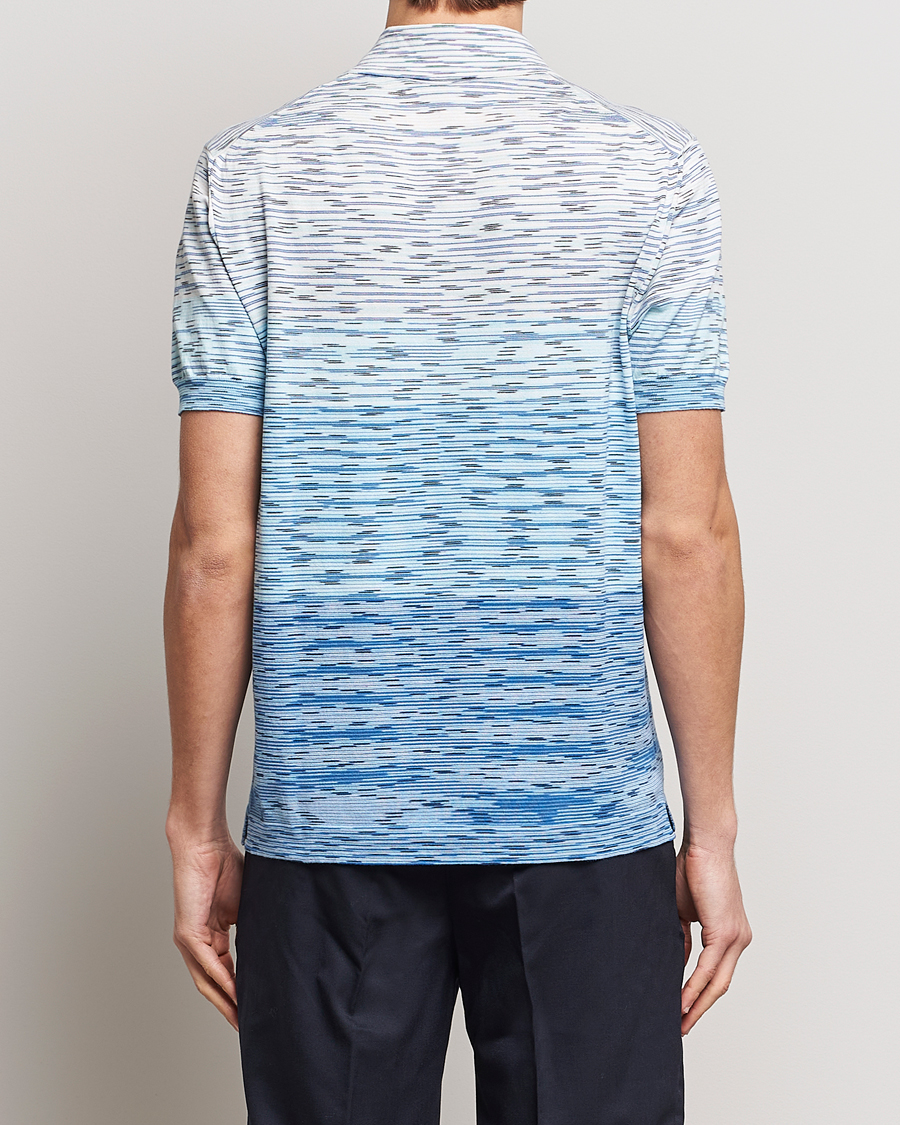 Homme | Polos | Missoni | Space Dyed Knitted Polo White/Blue