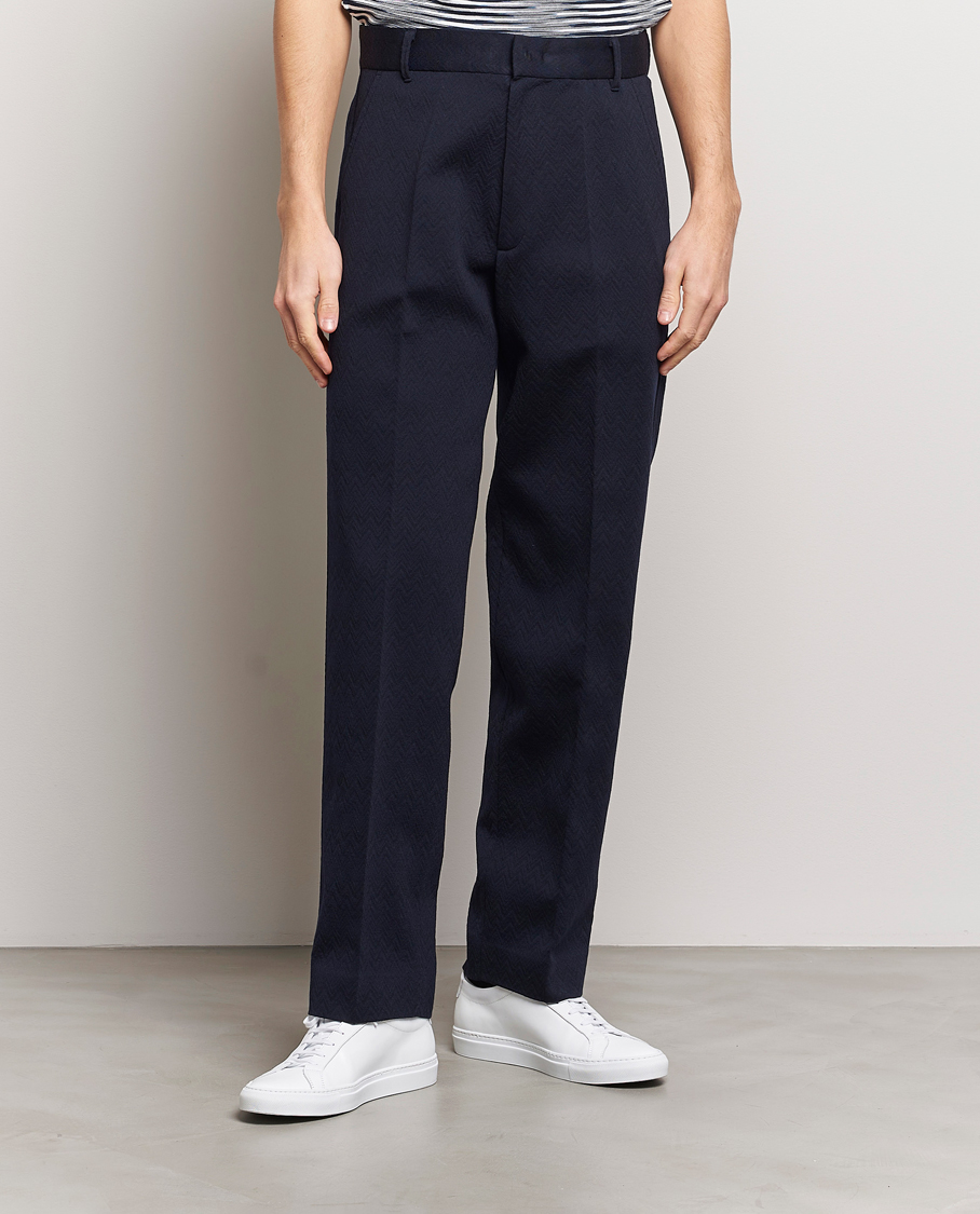 Homme | Pantalons | Missoni | Chevron Wool Pants Navy