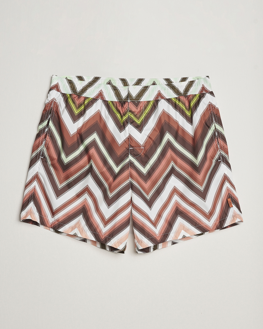 Homme | Maillots De Bain | Missoni | Zig Zag Printed Swim Shorts Brown/Green