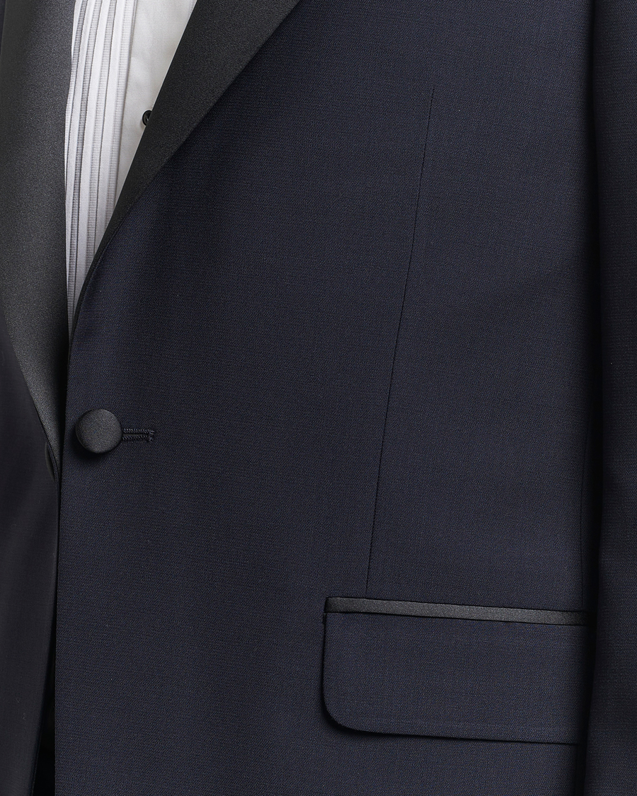 Homme | Blazers | Oscar Jacobson | Frampton Wool Tuxedo Blazer Navy