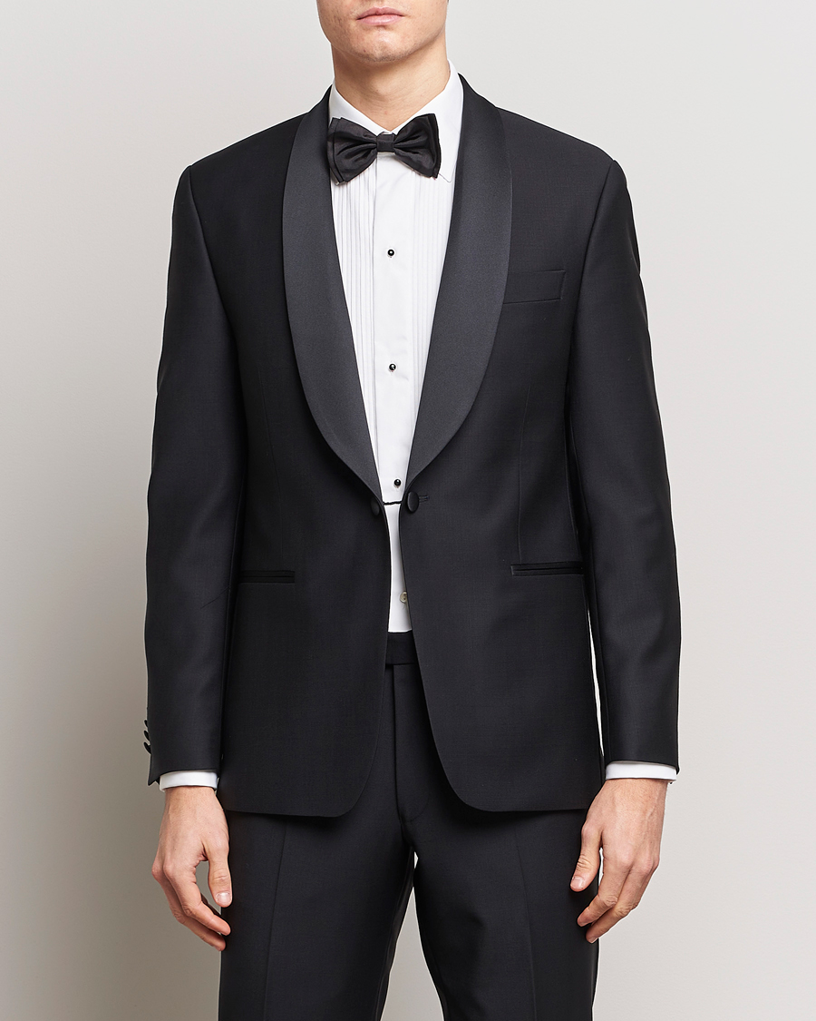 Homme | Blazers | Oscar Jacobson | Figaro Wool Tuxedo Blazer Black
