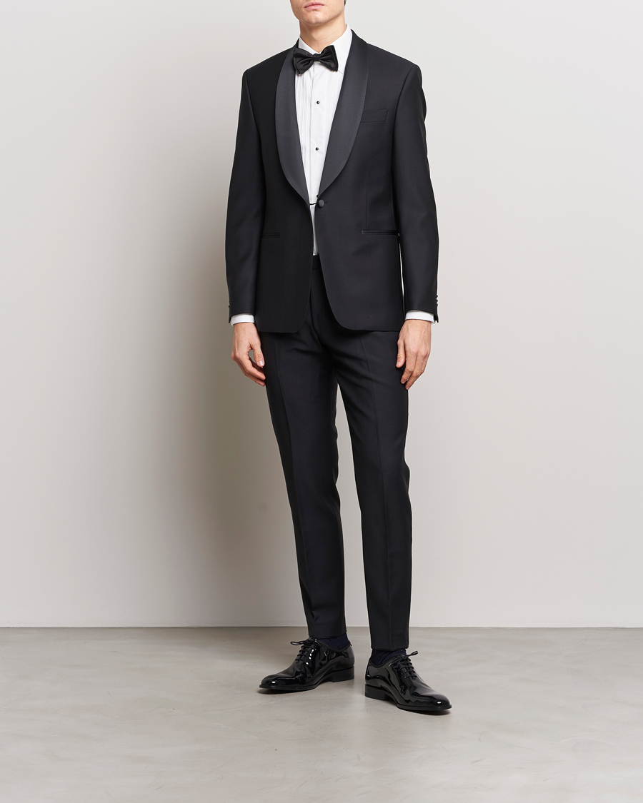 Homme | Pantalons | Oscar Jacobson | Denz Wool Tuxedo Trousers Black