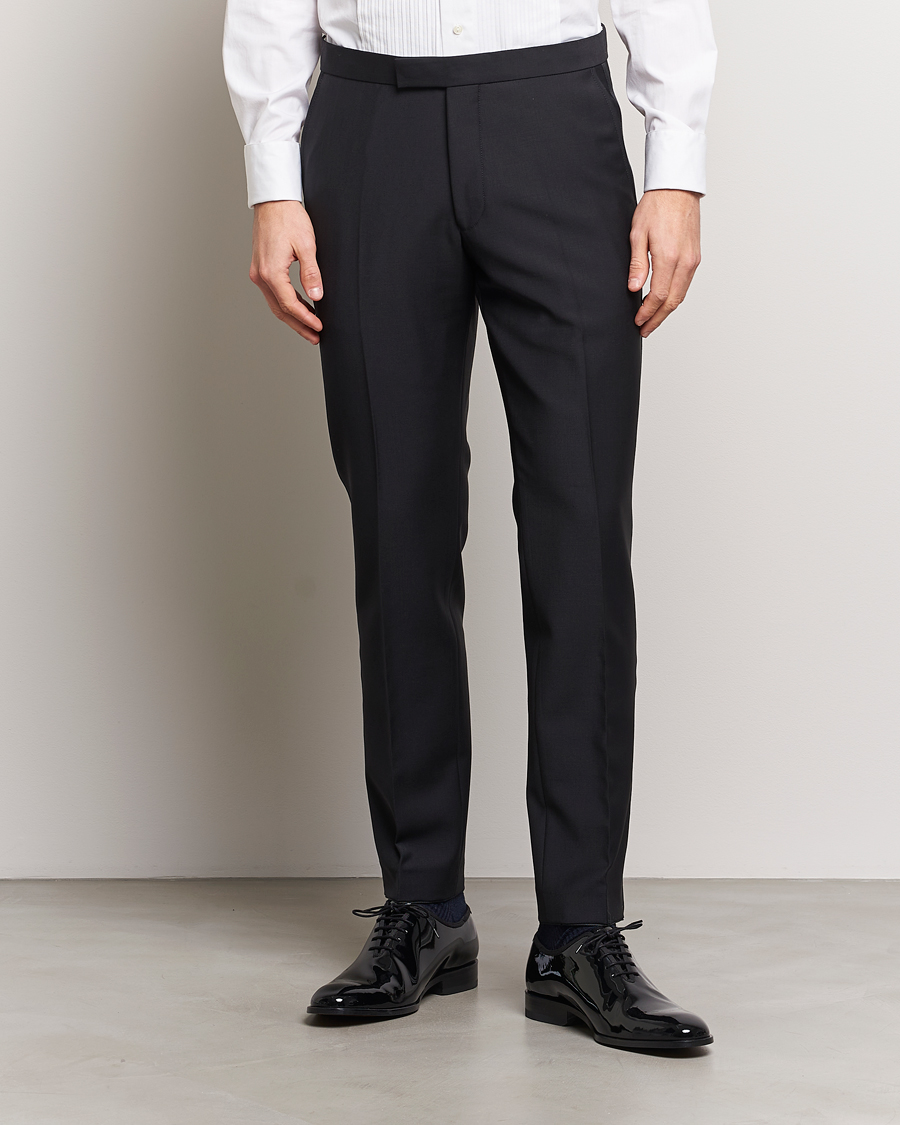 Homme | Pantalons | Oscar Jacobson | Denz Wool Tuxedo Trousers Black