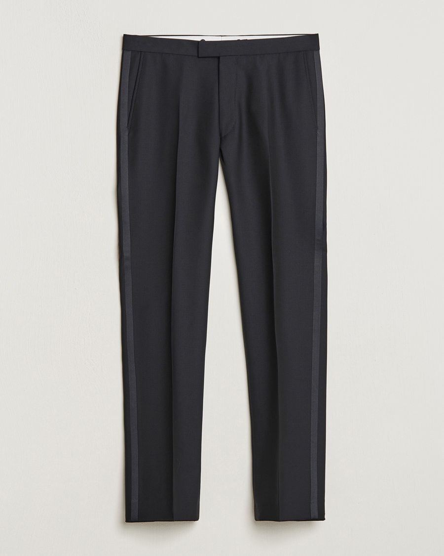 Homme | Pantalons | Oscar Jacobson | Denz Straight Wool Tuxedo Trousers Black