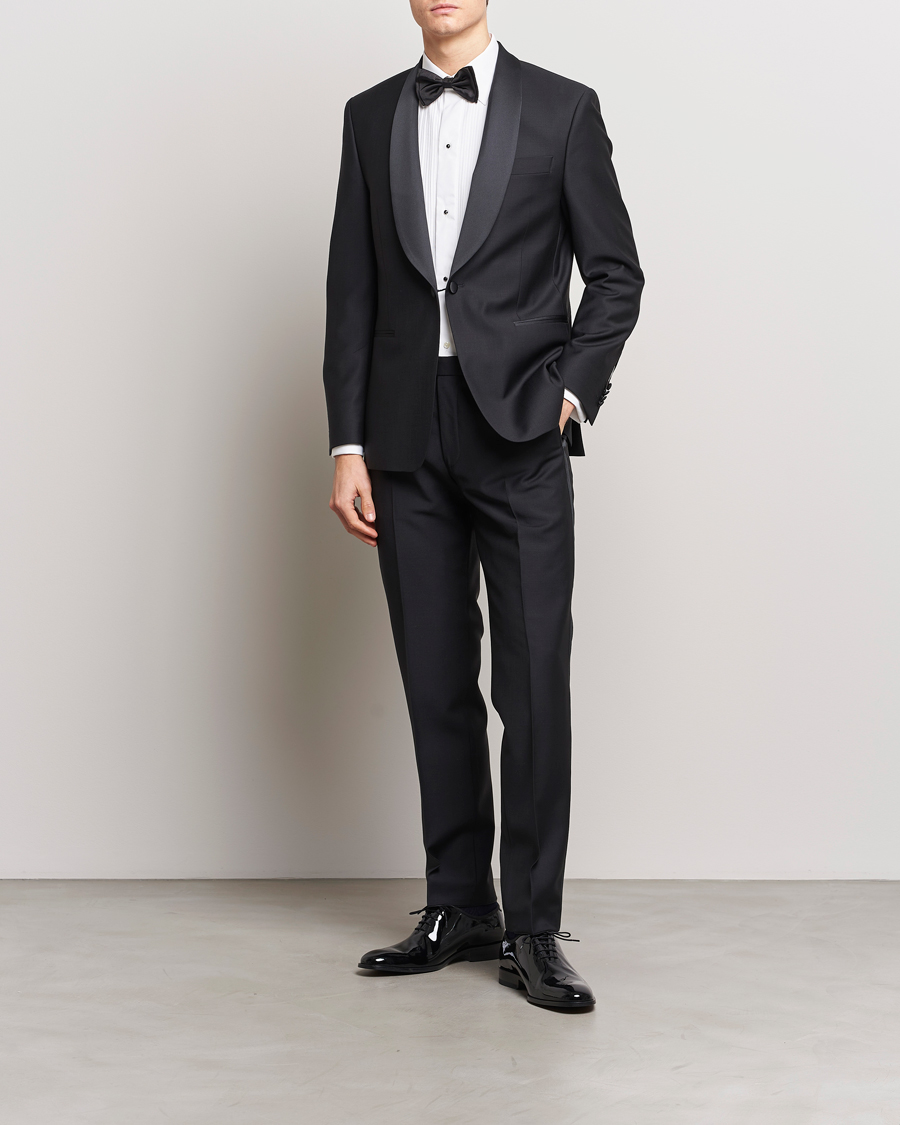Homme | Pantalons | Oscar Jacobson | Denz Straight Wool Tuxedo Trousers Black