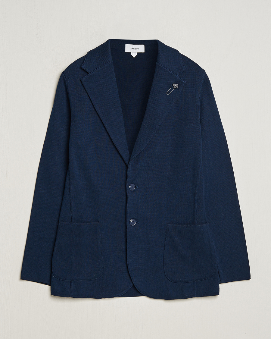 Homme | Blazers | Lardini | Knitted Cotton Blazer Navy