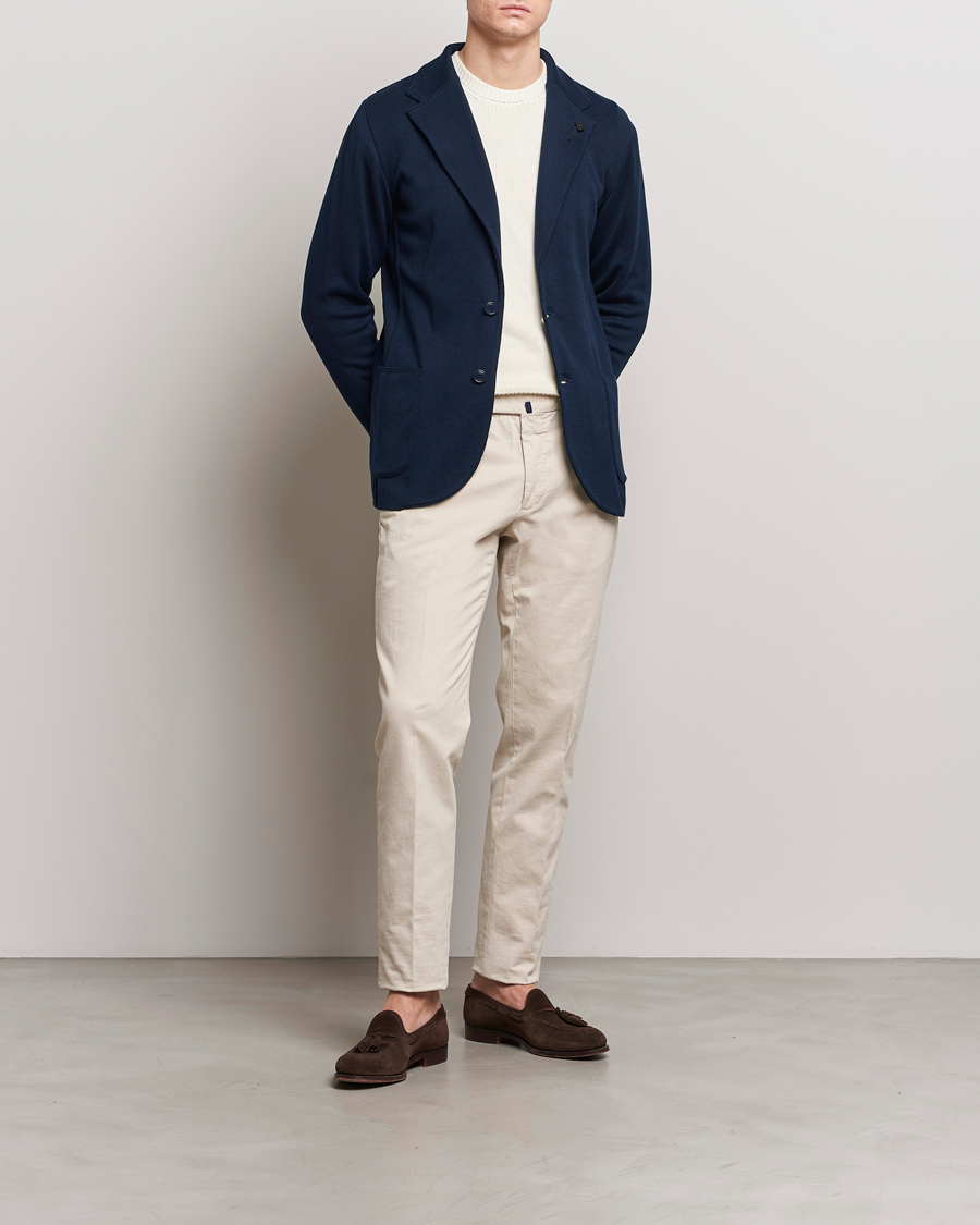 Homme | Blazers | Lardini | Knitted Cotton Blazer Navy