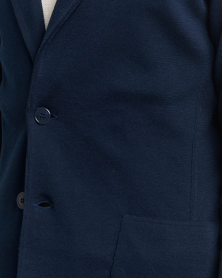 Homme | Blazers | Lardini | Knitted Cotton Blazer Navy