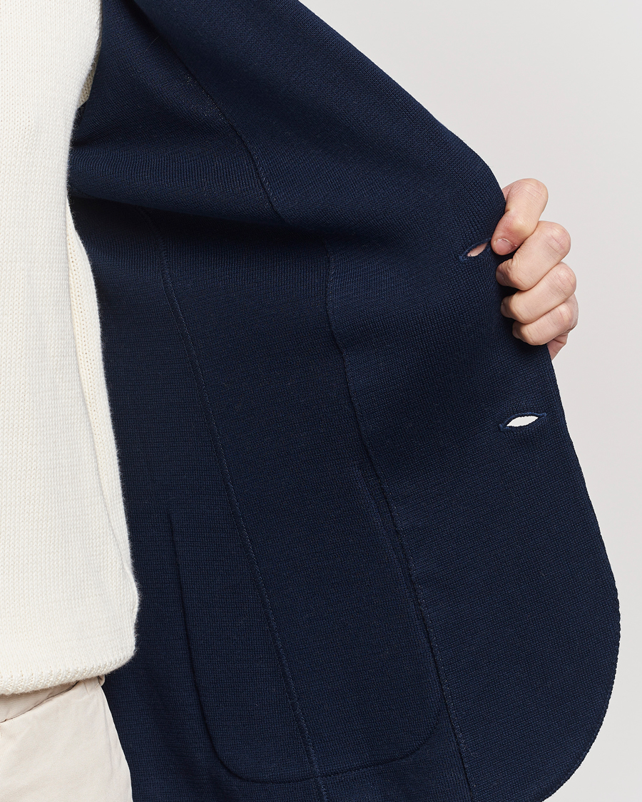 Homme | Blazers | Lardini | Knitted Cotton Blazer Navy