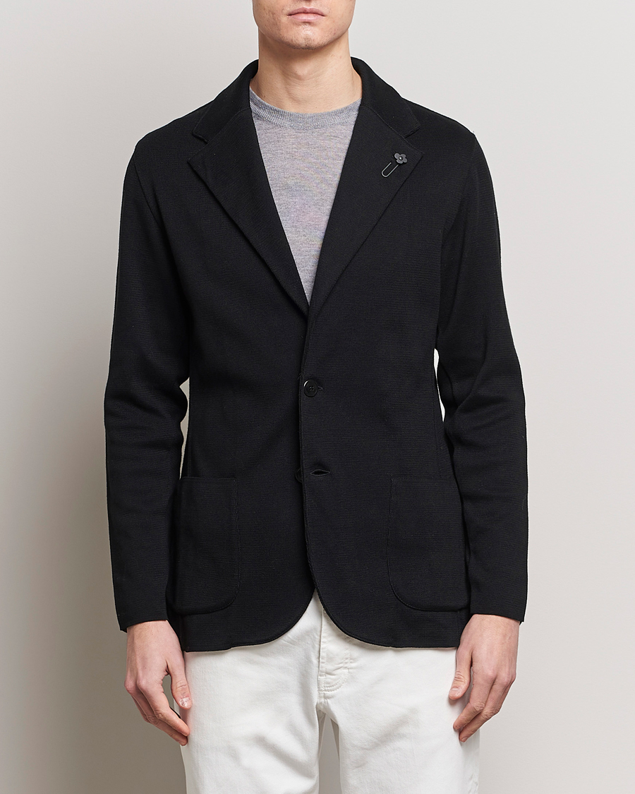 Homme | Italian Department | Lardini | Knitted Cotton Blazer Black