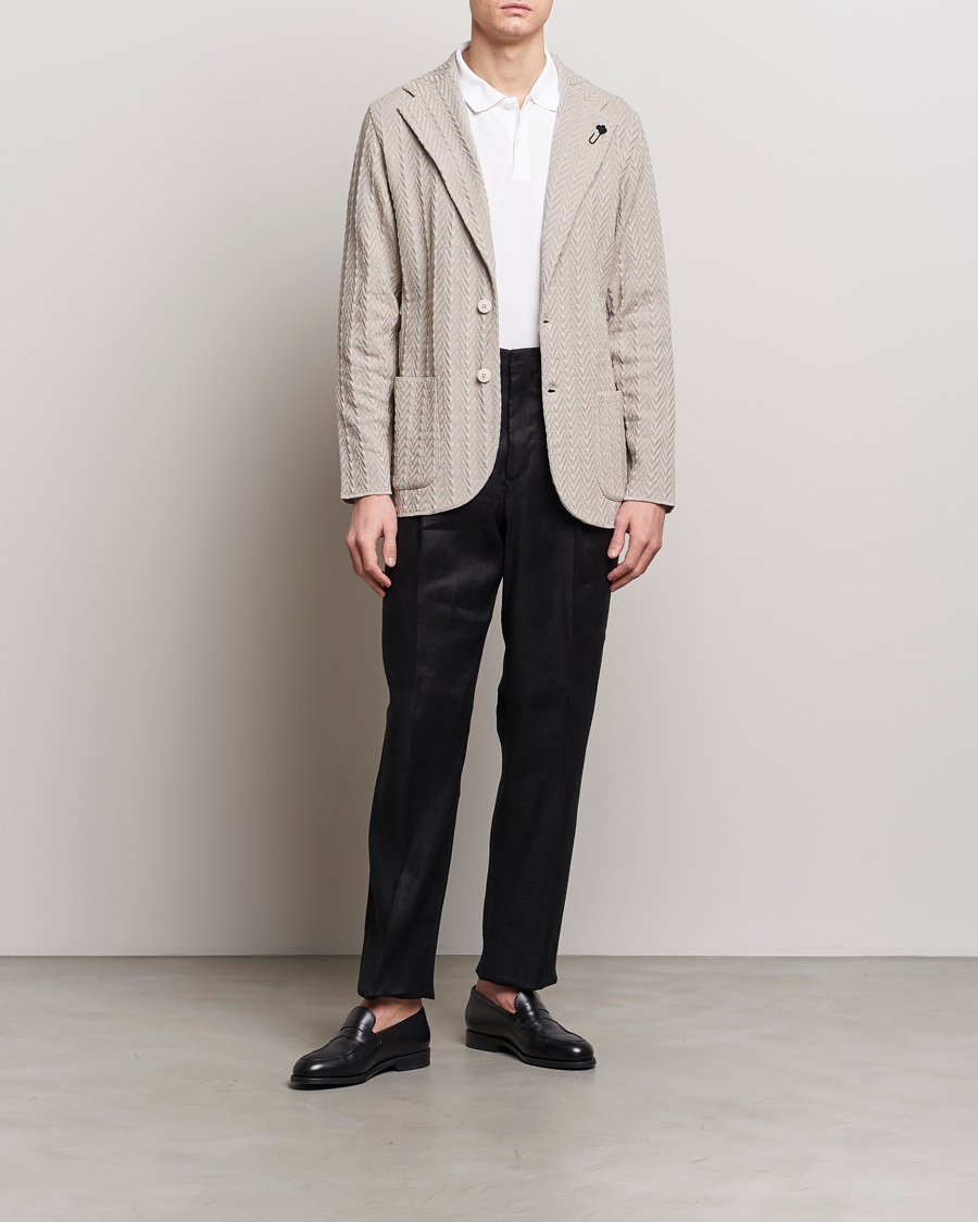 Homme | Blazers | Lardini | Knitted Structure Cotton Blazer Beige