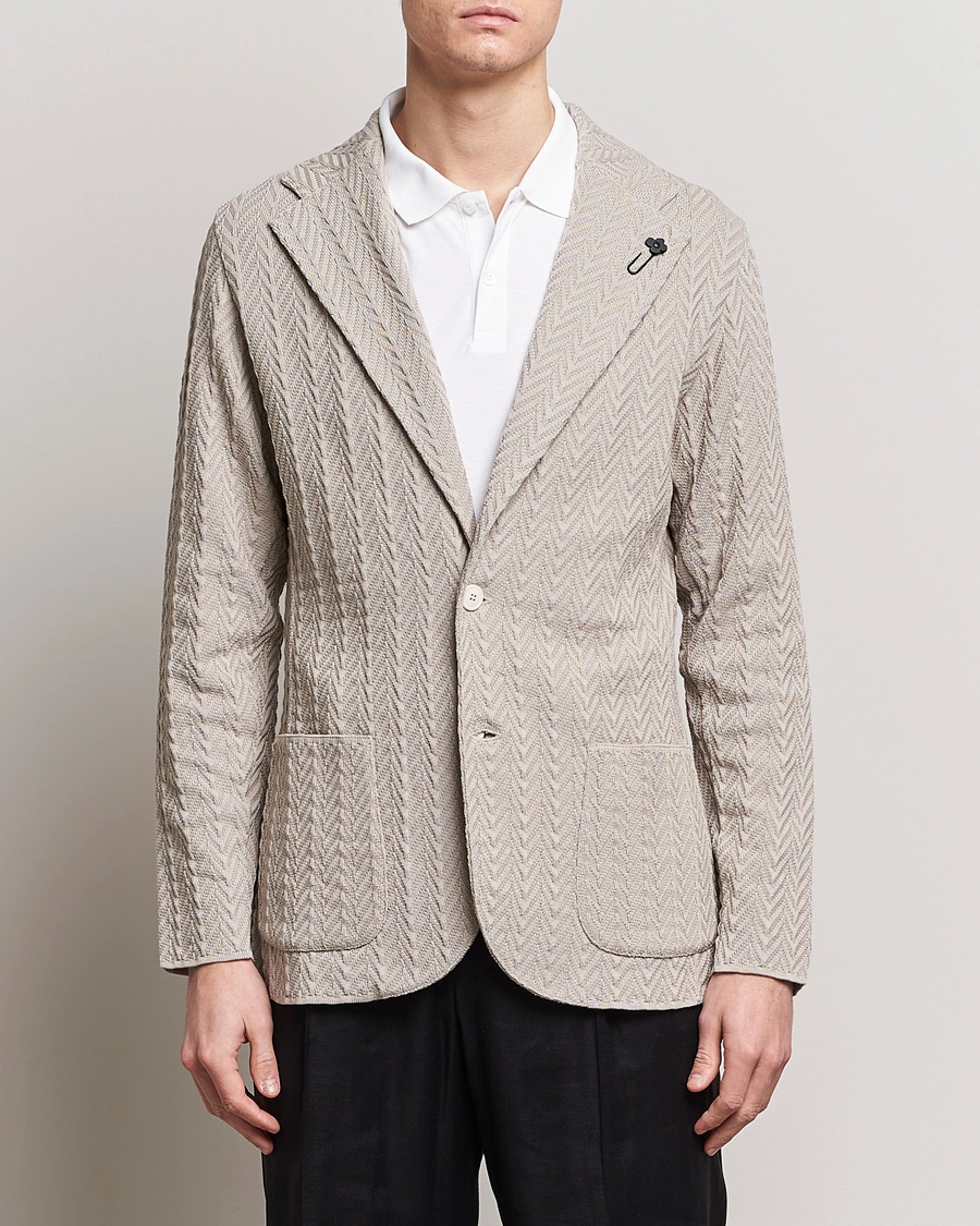 Homme | Blazers Tricotés | Lardini | Knitted Structure Cotton Blazer Beige