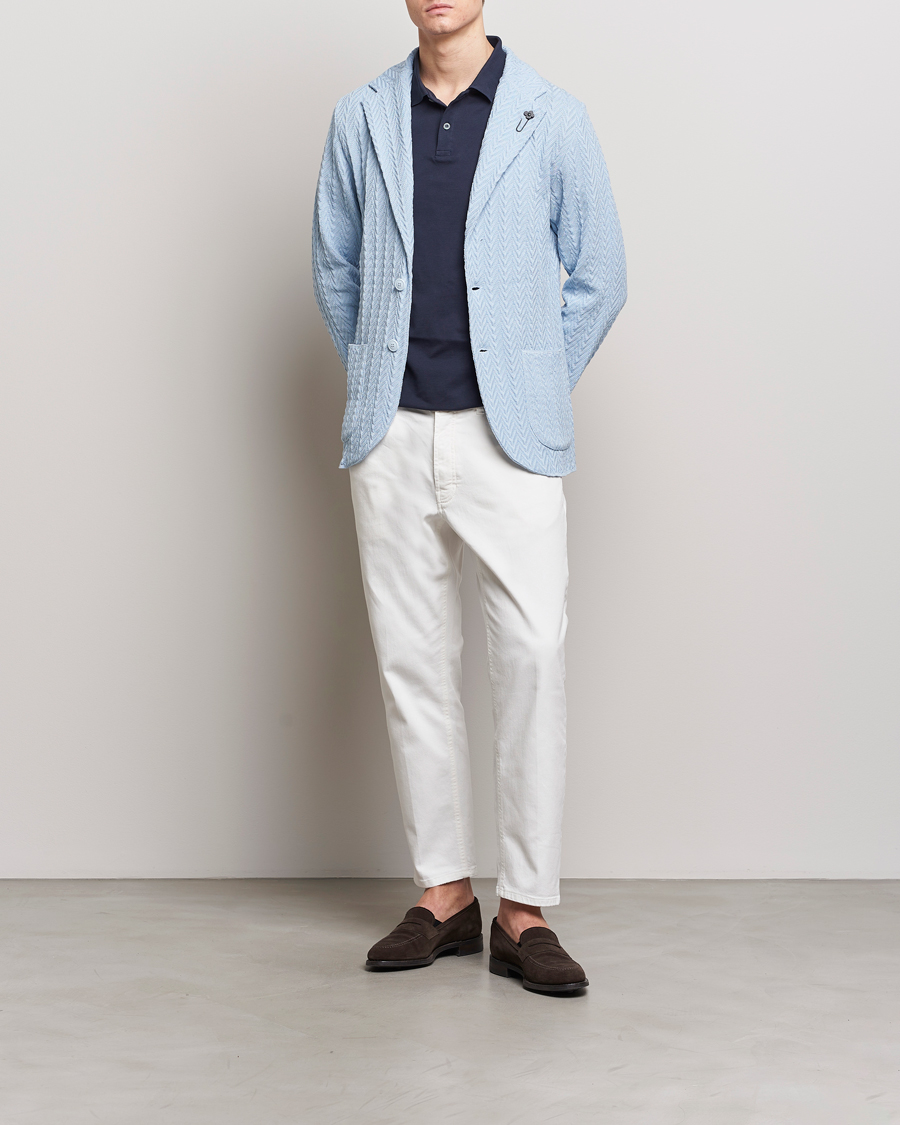 Homme | Blazers | Lardini | Knitted Structure Cotton Blazer Light Blue