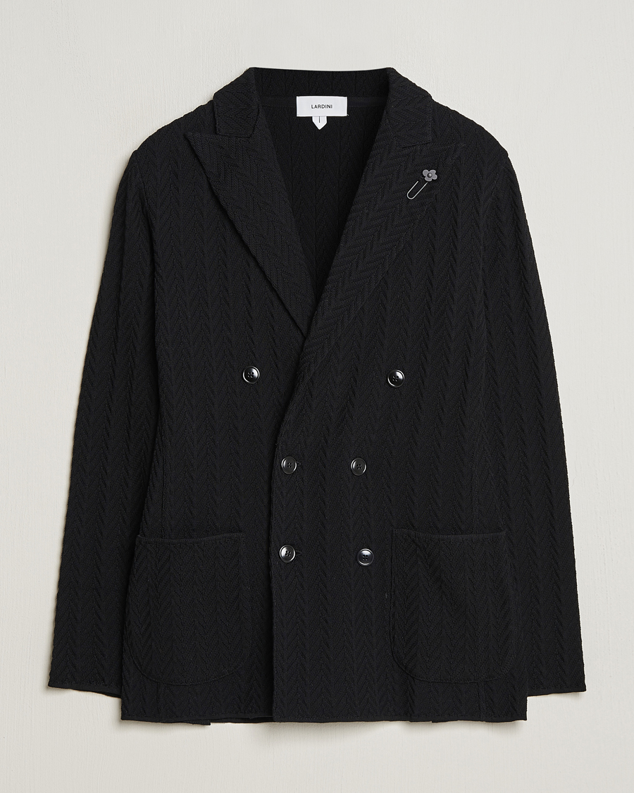 Homme | Blazers | Lardini | Double Breasted Structured Knitted Blazer Black