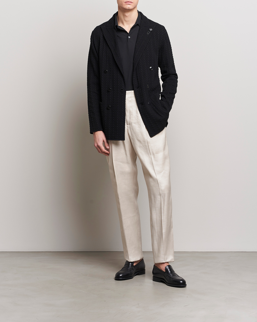Homme | Blazers | Lardini | Double Breasted Structured Knitted Blazer Black