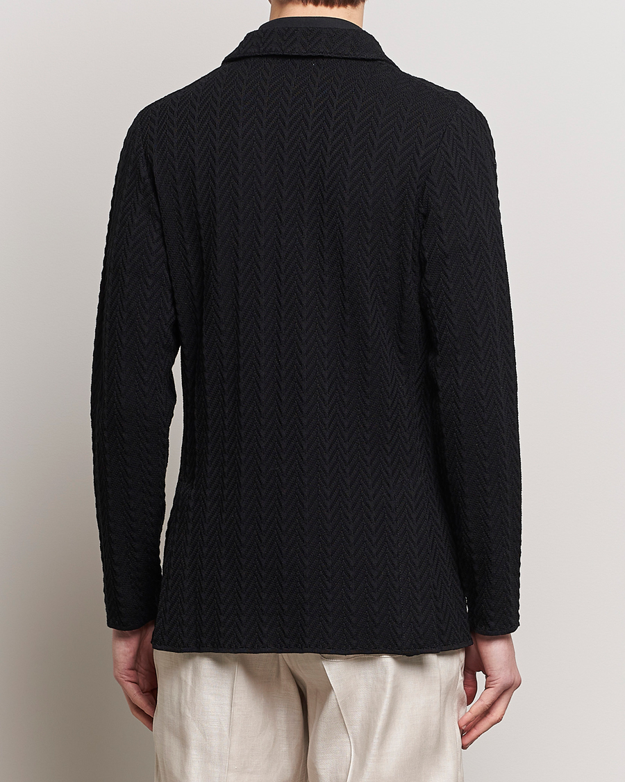 Homme | Blazers | Lardini | Double Breasted Structured Knitted Blazer Black
