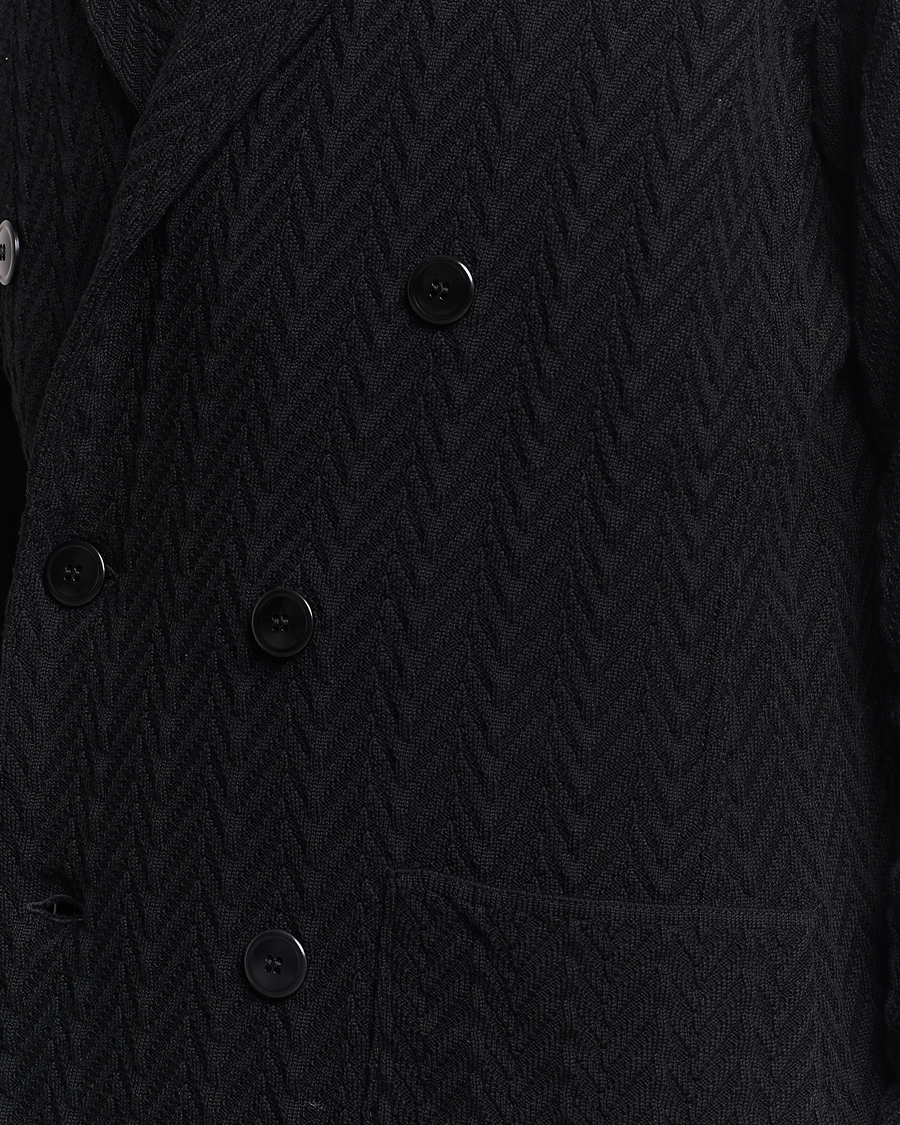 Homme | Blazers | Lardini | Double Breasted Structured Knitted Blazer Black
