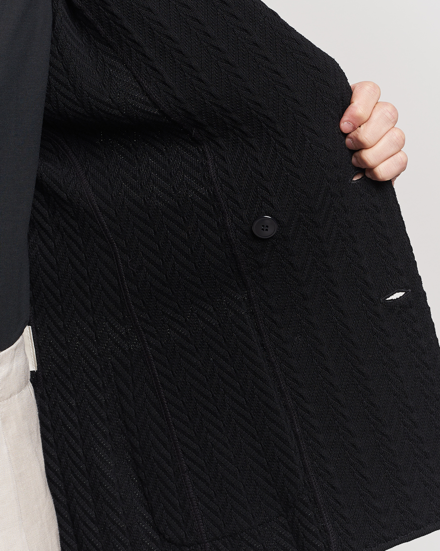 Homme | Blazers | Lardini | Double Breasted Structured Knitted Blazer Black