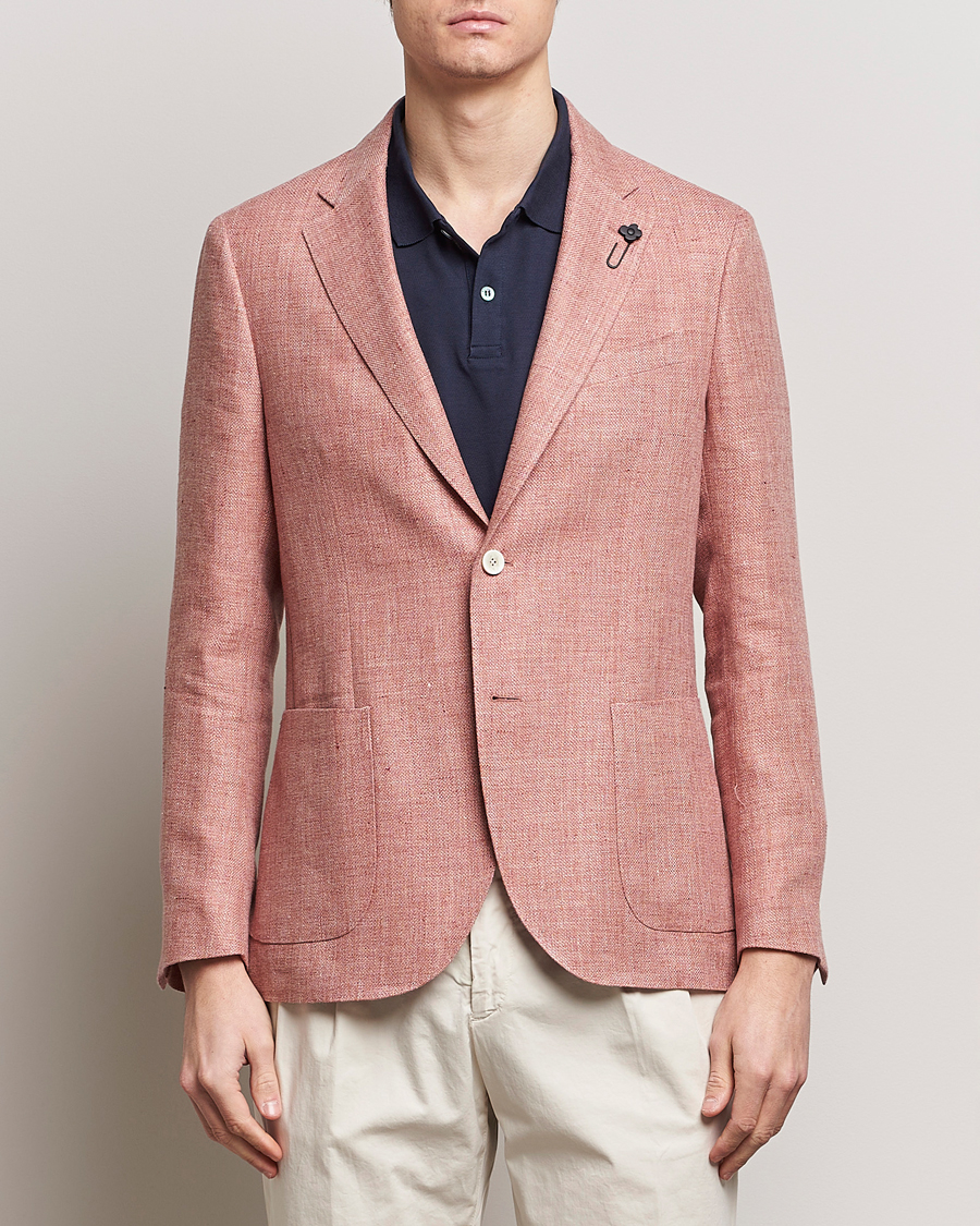 Homme | Blazers En Lin | Lardini | Wool/Linen Patch Pocket Blazer Soft Red