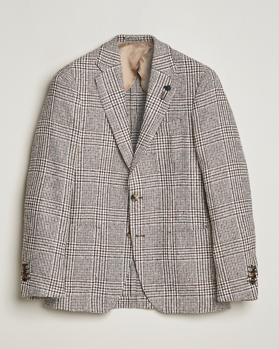 Homme | Blazers | Lardini | Checked Linen Blazer Brown