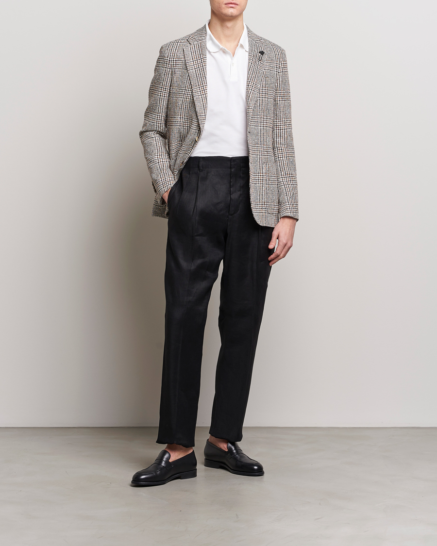 Homme | Blazers | Lardini | Checked Linen Blazer Brown