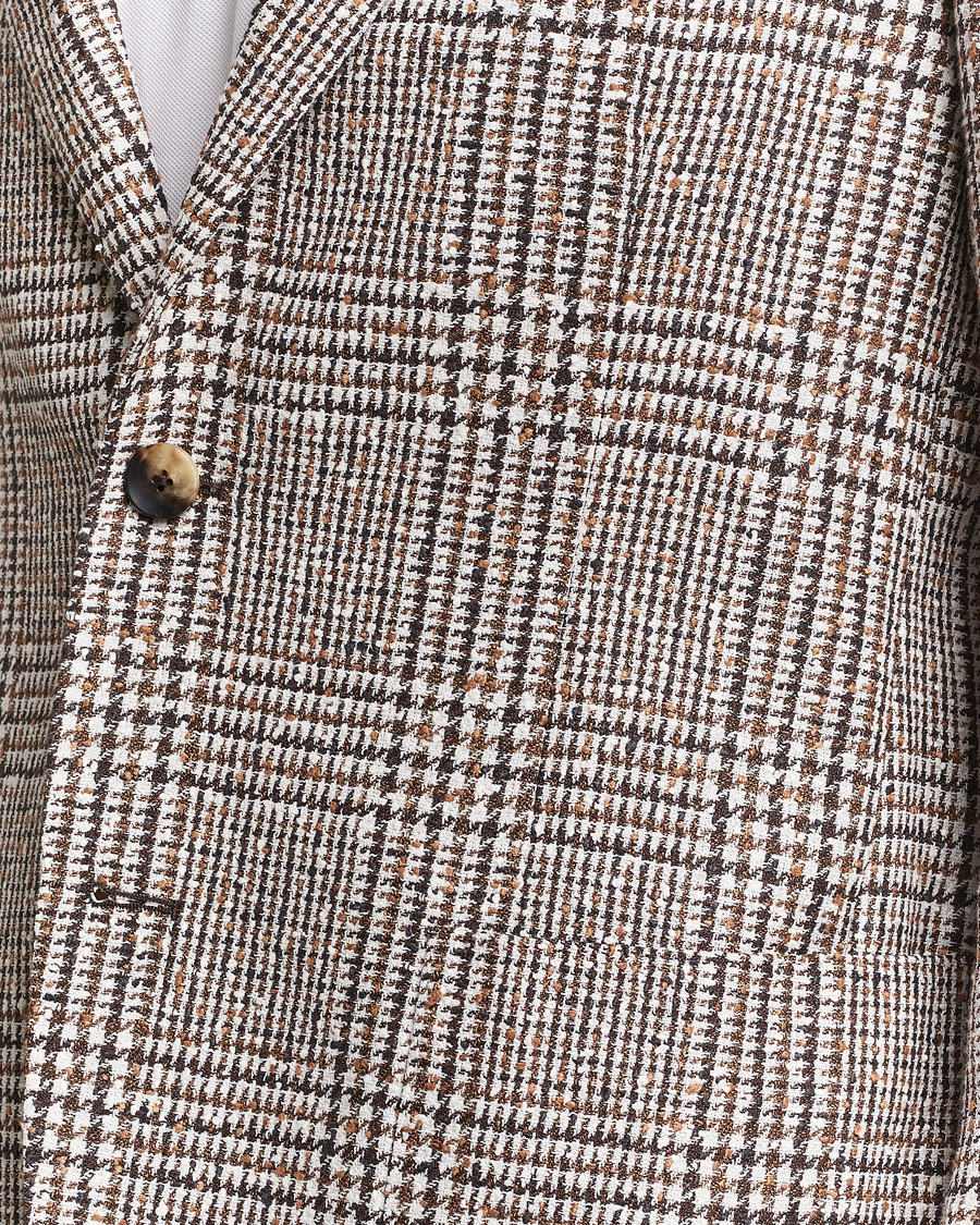 Homme | Blazers | Lardini | Checked Linen Blazer Brown