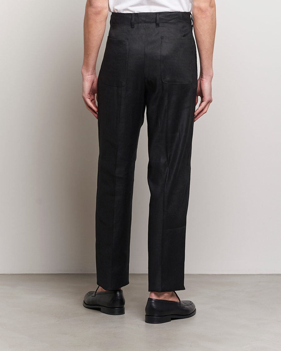Homme | Pantalons | Lardini | Atos Pleated Linen Trousers Black