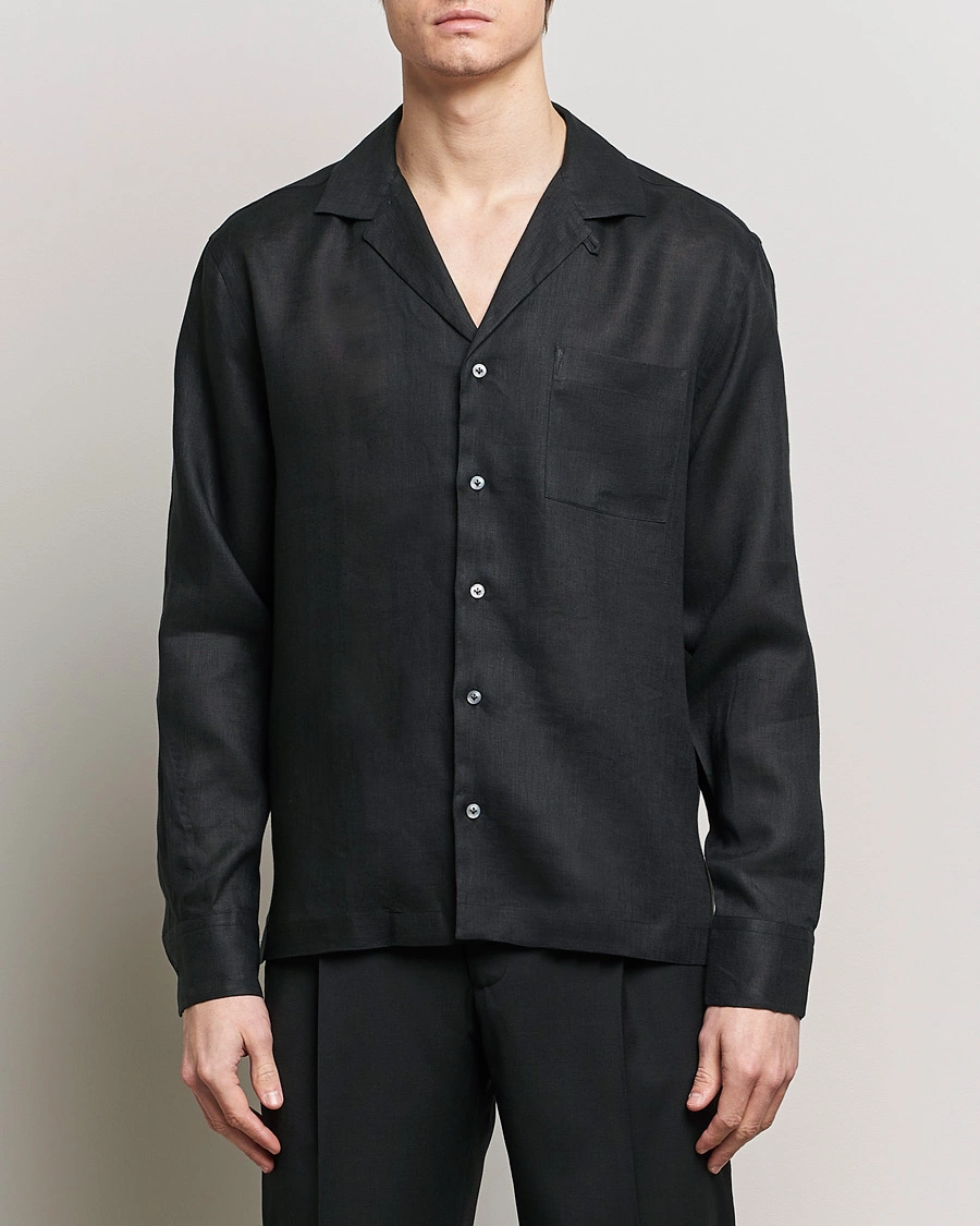 Homme | Italian Department | Lardini | Klop Linen Shirt Black