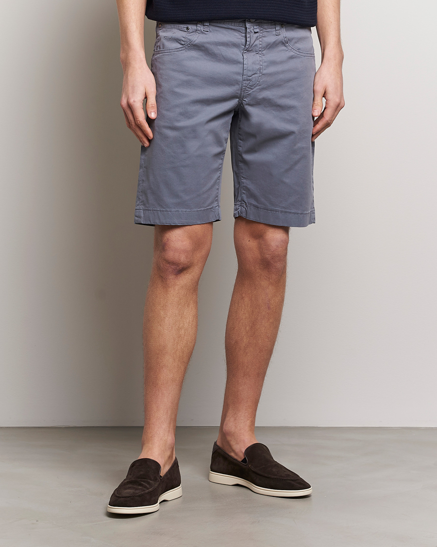 Homme | Italian Department | Jacob Cohën | Nicolas Cotton Gabardine Shorts Blue Grey