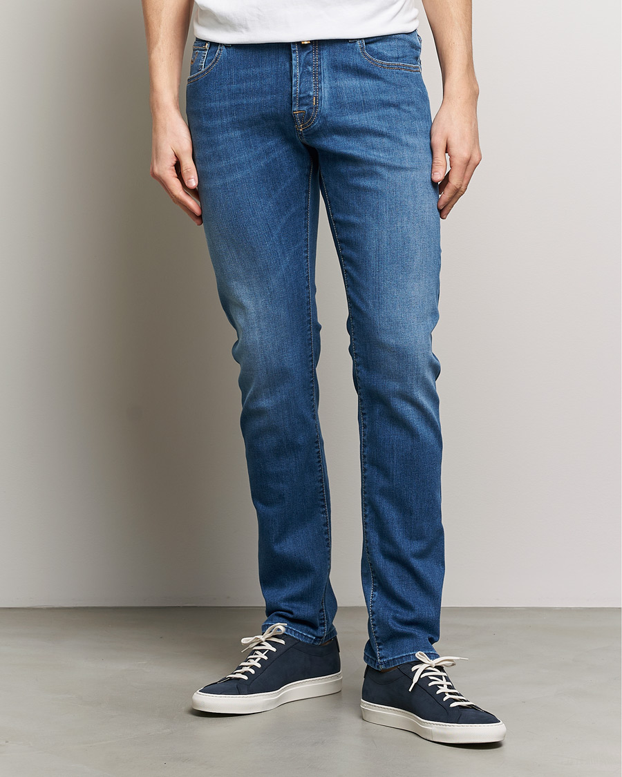Homme | Jeans Bleus | Jacob Cohën | Nick Slim Fit Stretch Jeans Mid Blue