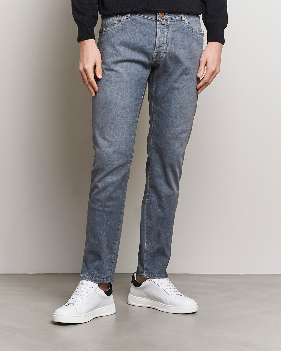 Homme | Jeans | Jacob Cohën | Nick Naples Super Slim Stretch Jeans Light Grey