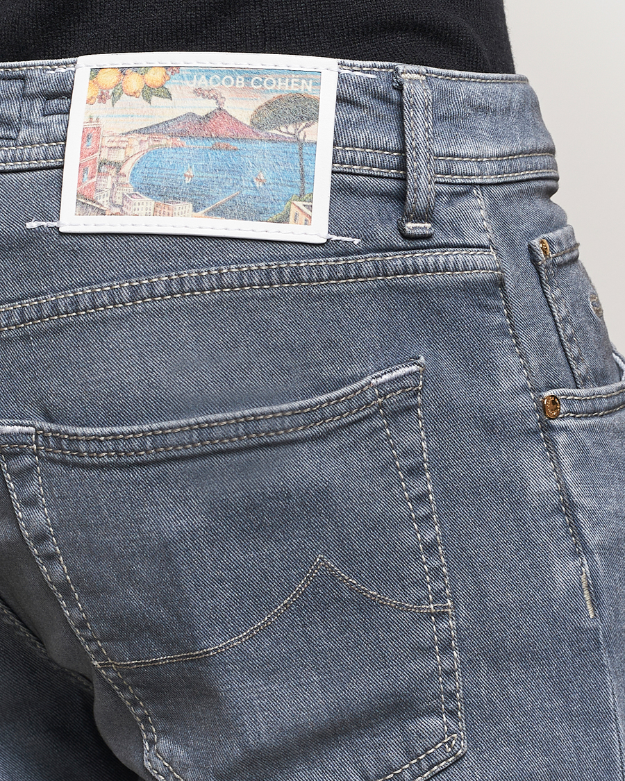 Homme | Jeans | Jacob Cohën | Nick Naples Super Slim Stretch Jeans Light Grey
