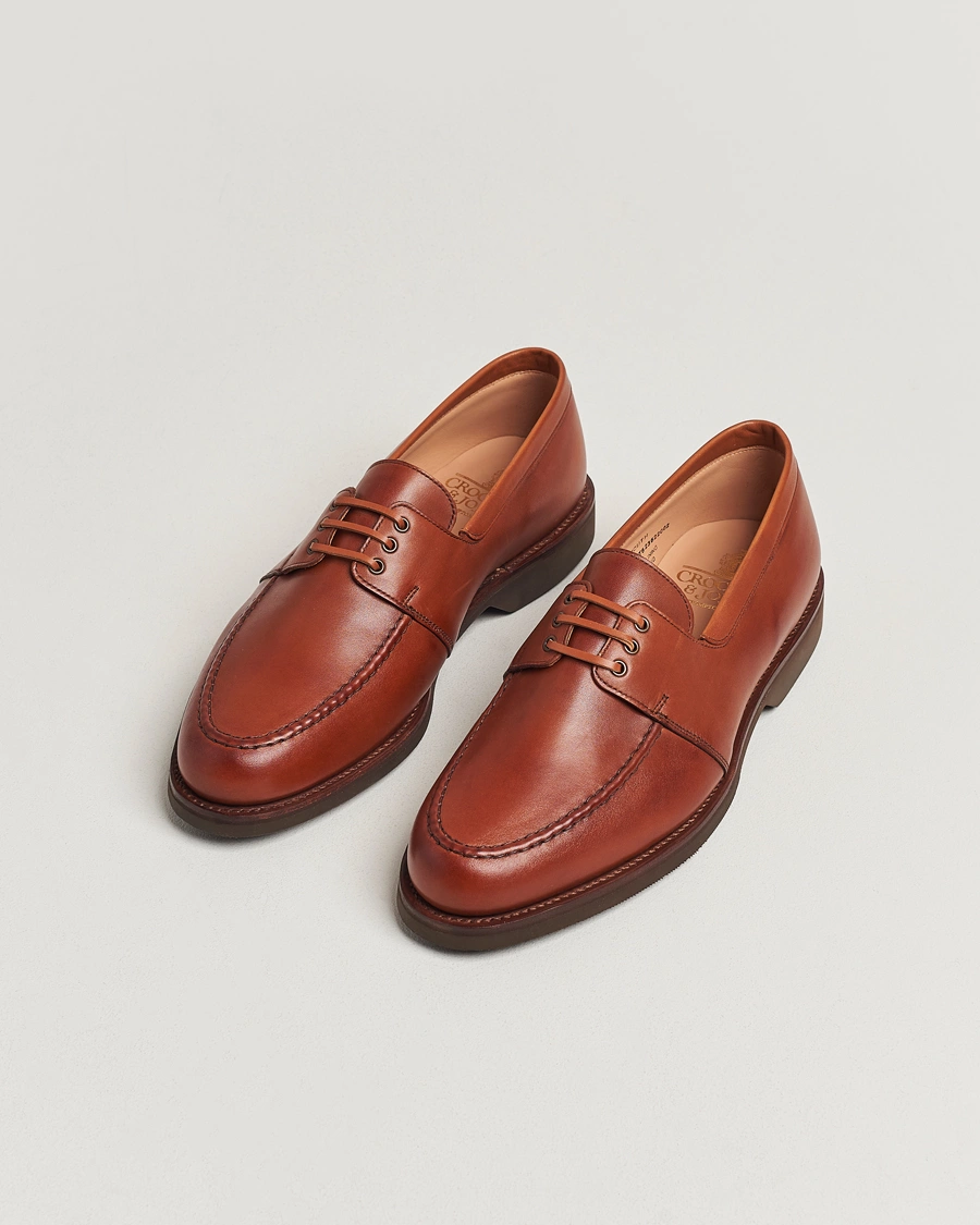 Homme | Chaussures Bateau | Crockett & Jones | Falmouth Deck Shoes Tan Wax Calf