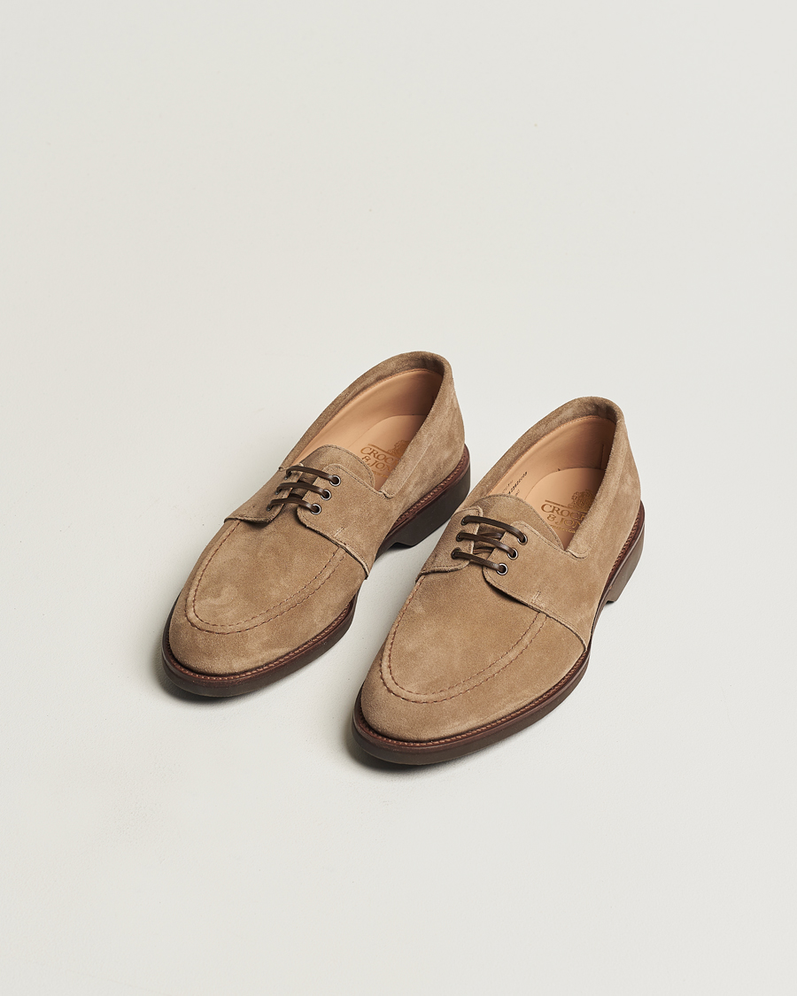Homme | Crockett & Jones Falmouth Deck Shoes Khaki Suede | Crockett & Jones | Falmouth Deck Shoes Khaki Suede