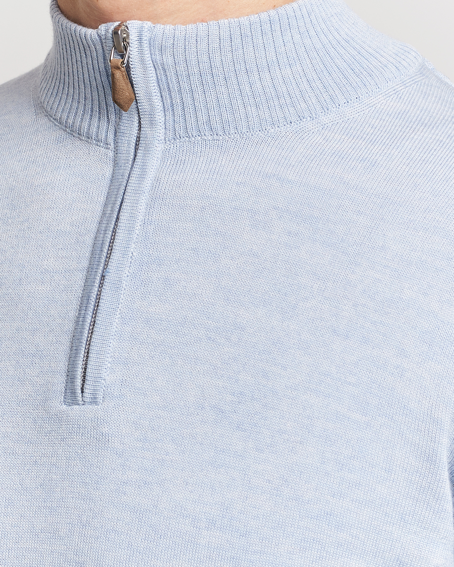 Homme | Pulls Et Tricots | Stenströms | Merino Half Zip Light Blue