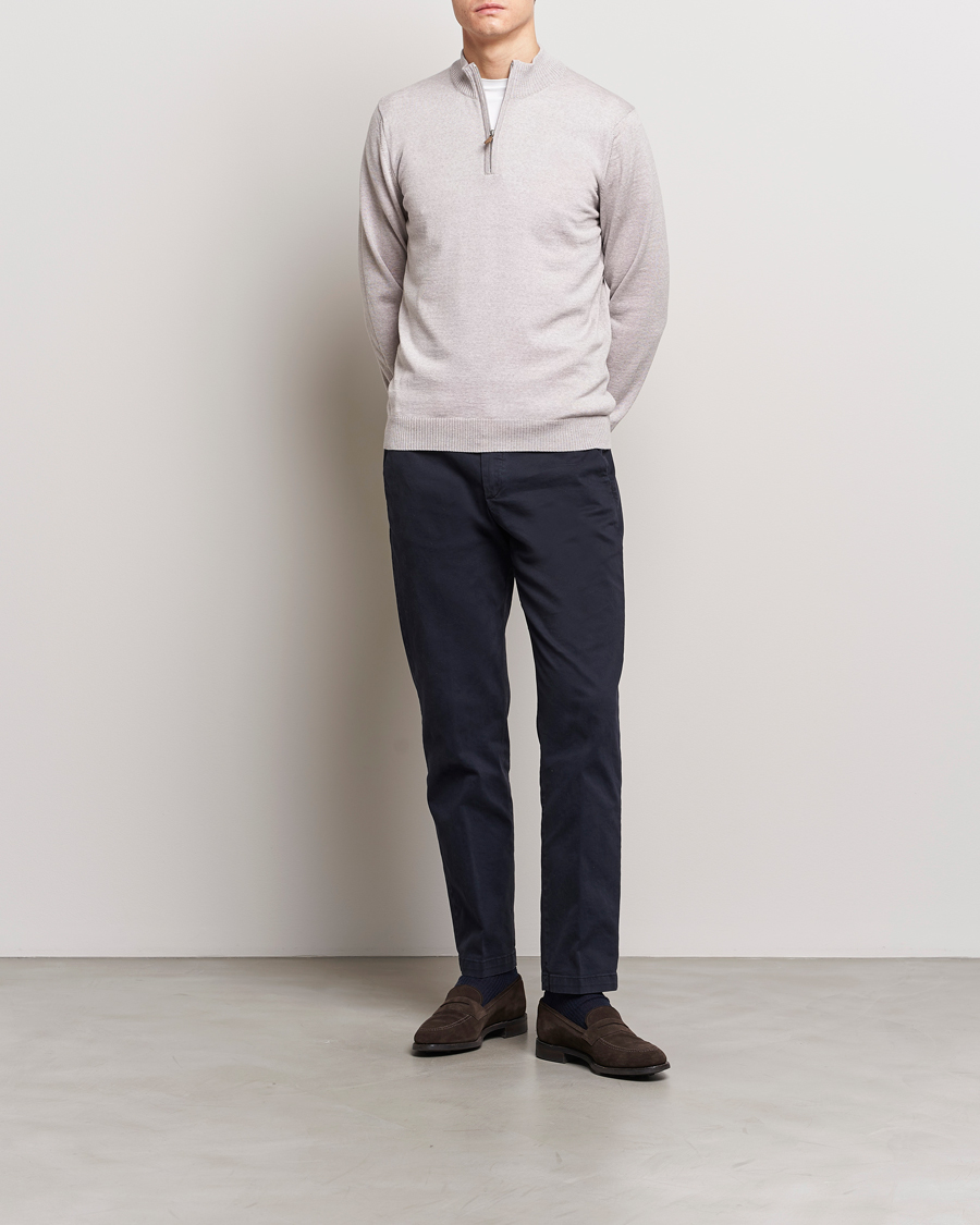 Homme | Pulls Et Tricots | Stenströms | Merino Wool Half Zip Beige
