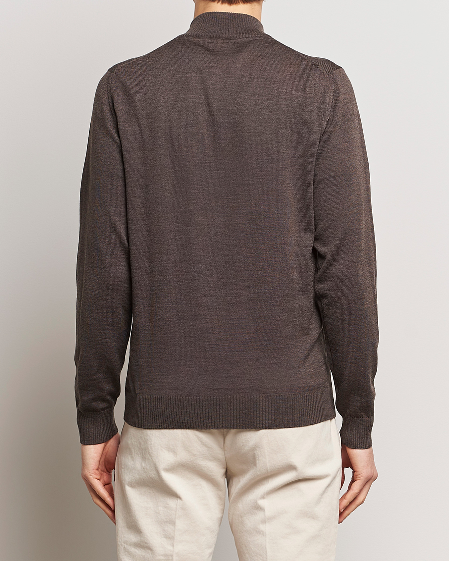 Homme | Pulls Et Tricots | Stenströms | Merino Half Zip Dark Brown
