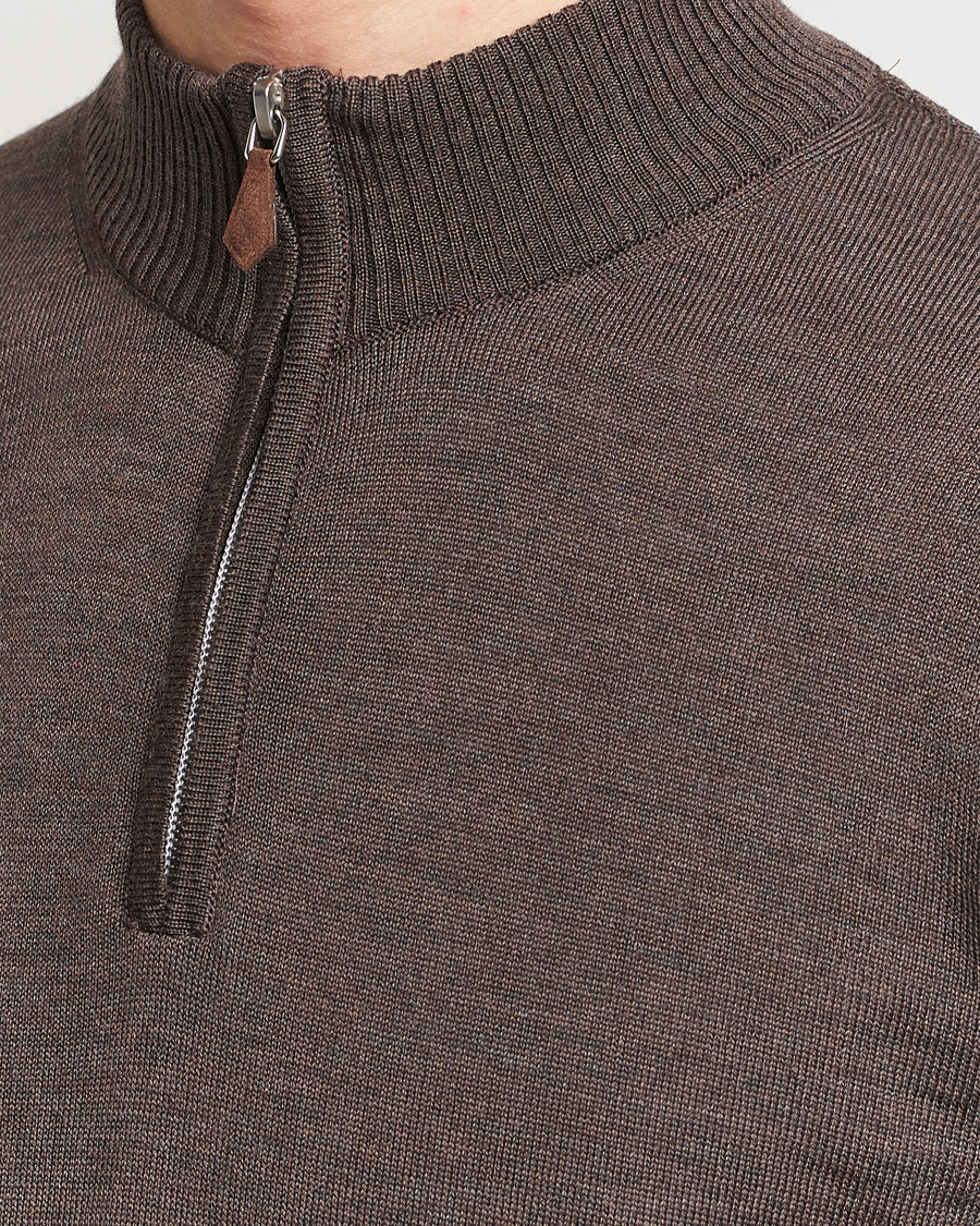 Homme | Pulls Et Tricots | Stenströms | Merino Half Zip Dark Brown