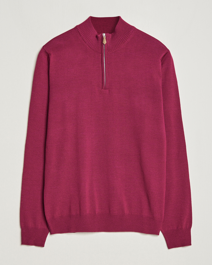 Homme | Pulls Et Tricots | Stenströms | Merino Wool Half Zip Wine