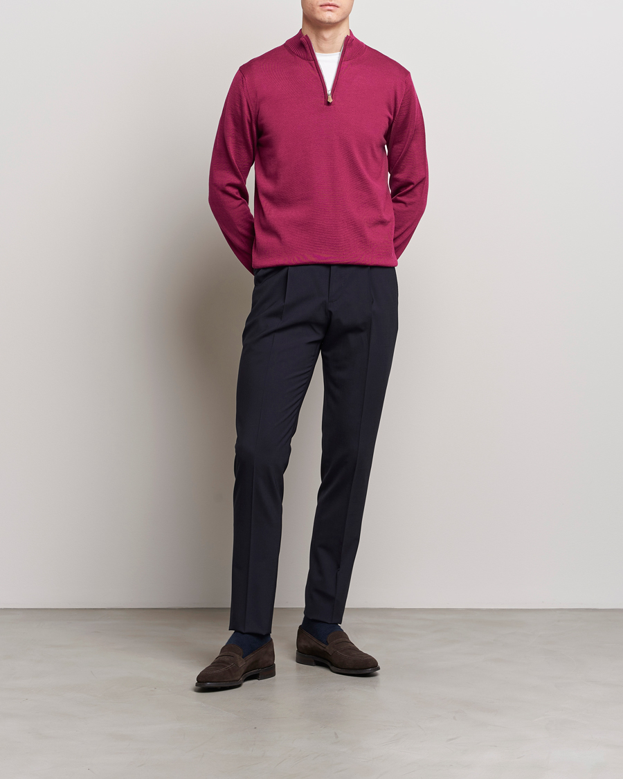 Homme | Pulls Et Tricots | Stenströms | Merino Wool Half Zip Wine