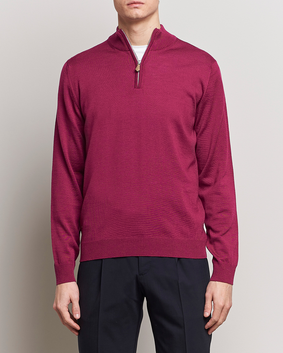 Homme | Pulls Et Tricots | Stenströms | Merino Wool Half Zip Wine