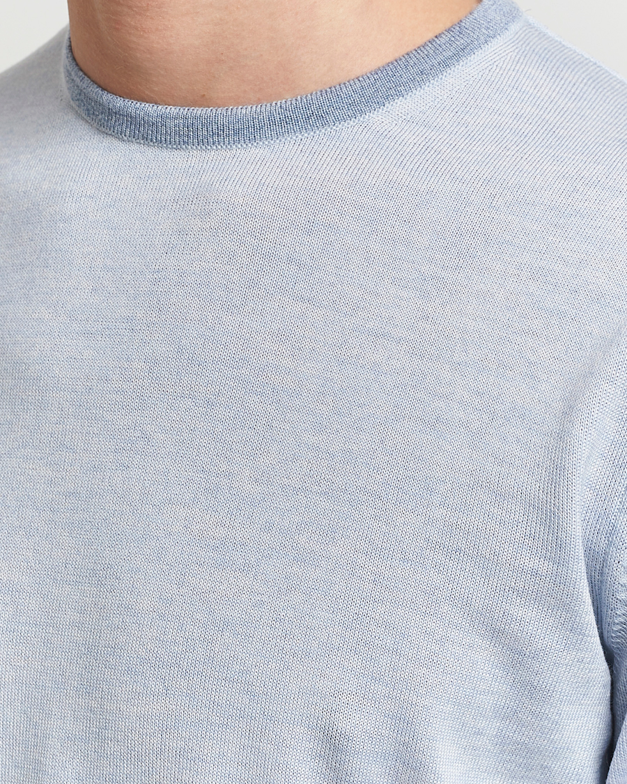 Homme | Pulls Et Tricots | Stenströms | Merino Contrast Crew Neck Light Blue
