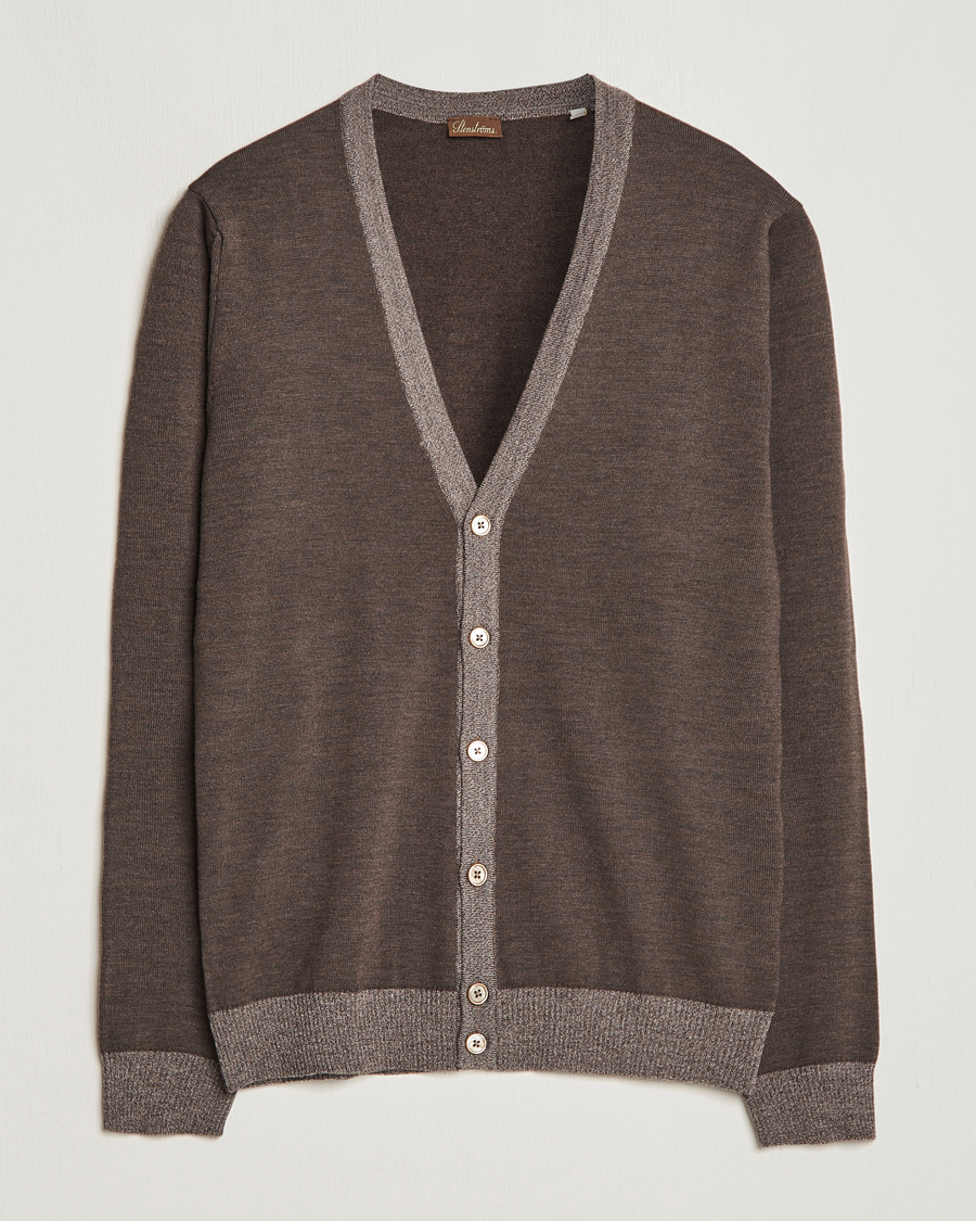 Homme | Pulls Et Tricots | Stenströms | Merino Contrast Cardigan Brown
