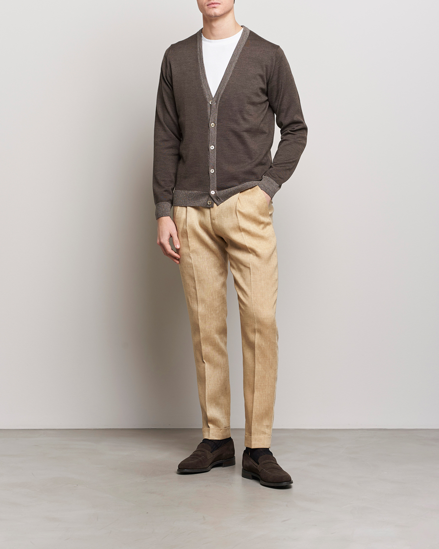 Homme | Pulls Et Tricots | Stenströms | Merino Contrast Cardigan Brown