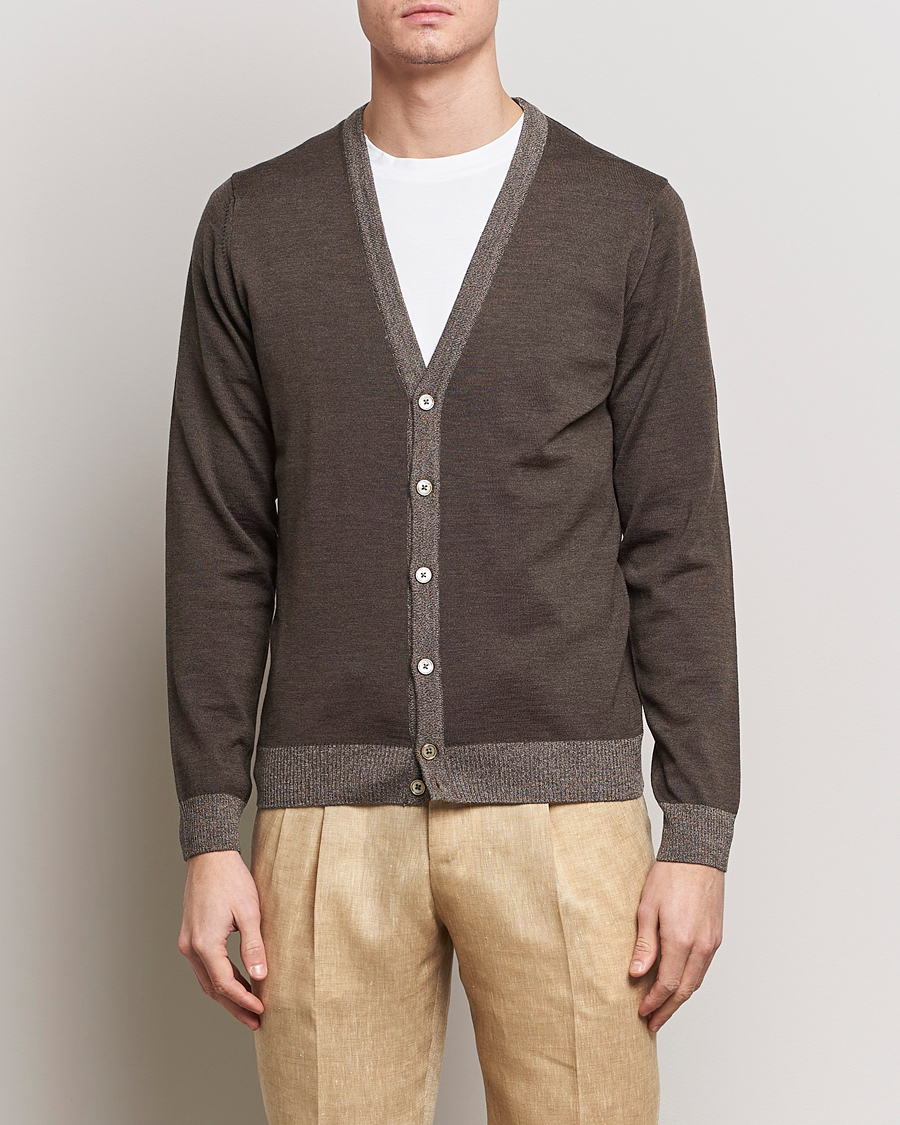 Homme | Pulls Et Tricots | Stenströms | Merino Contrast Cardigan Brown