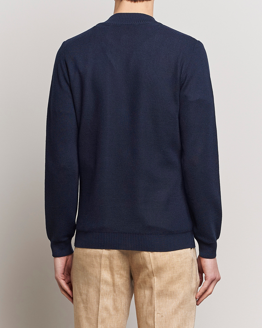 Homme | Pulls Et Tricots | Stenströms | Textured Merino Half Zip Navy